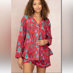 Printfresh Red and Green Leaf Pajama Set